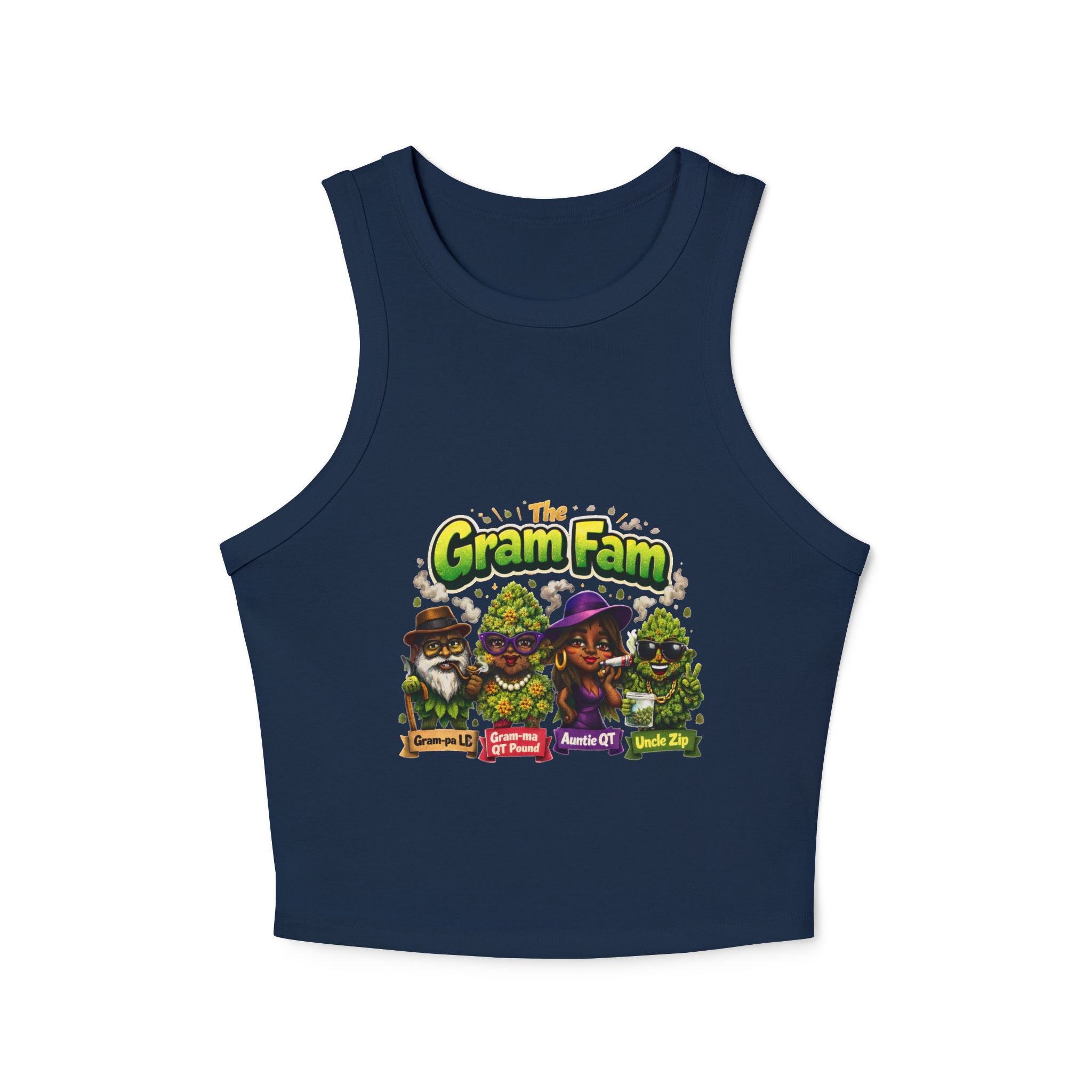 Gram Fam Characters Women's Racer Tank Top – Cute Cartoon Family Graphic
