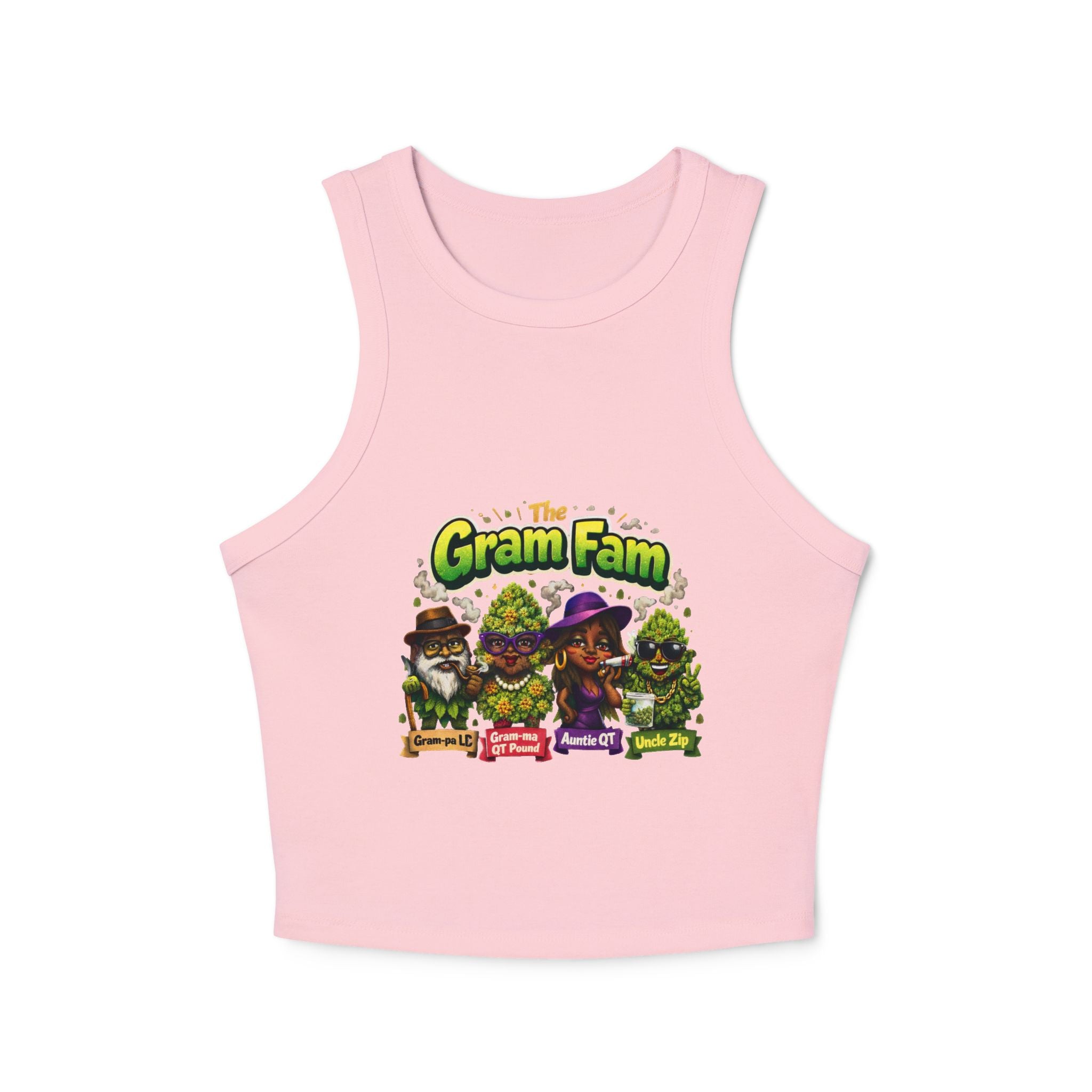 Gram Fam Characters Women's Racer Tank Top – Cute Cartoon Family Graphic