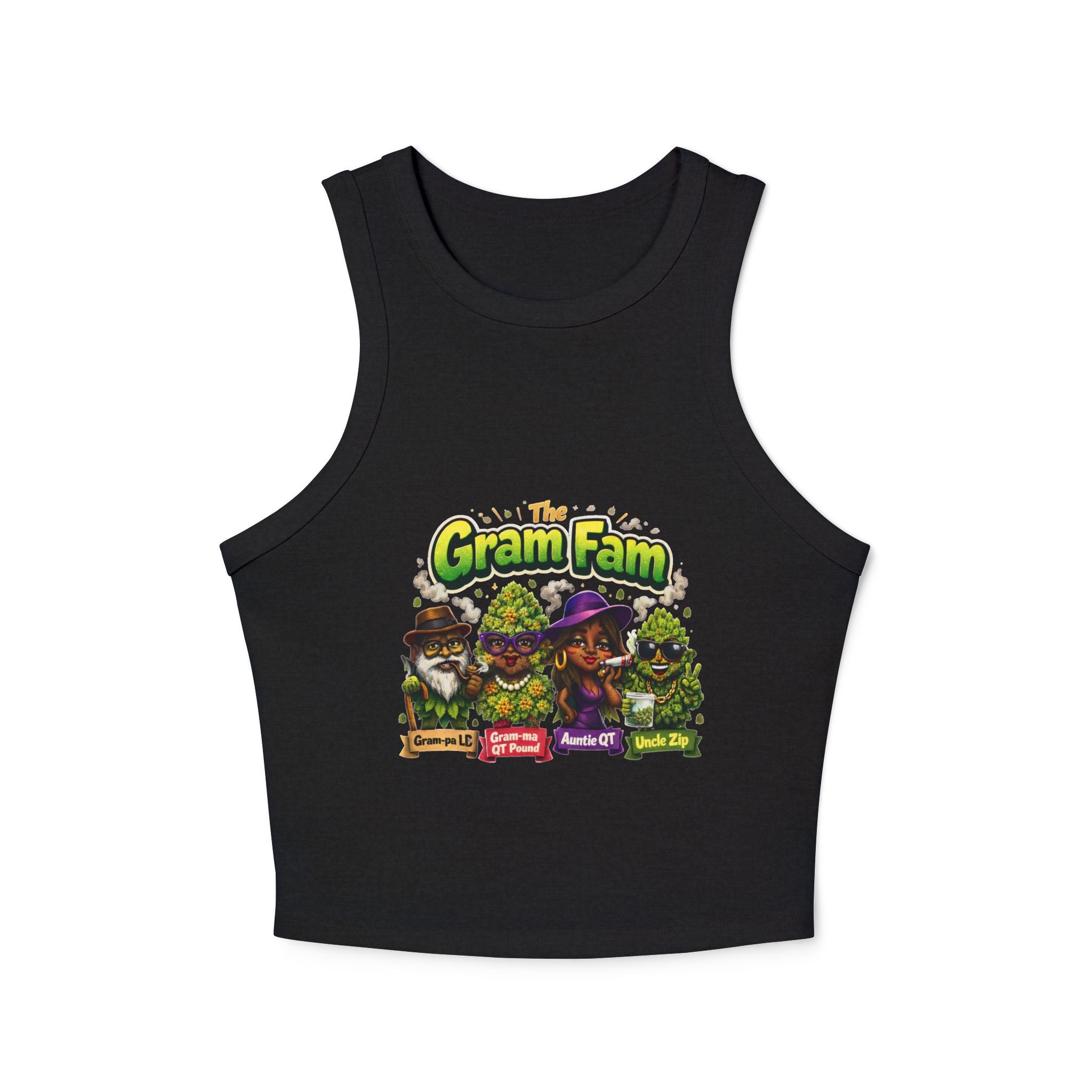 Gram Fam Characters Women's Racer Tank Top – Cute Cartoon Family Graphic