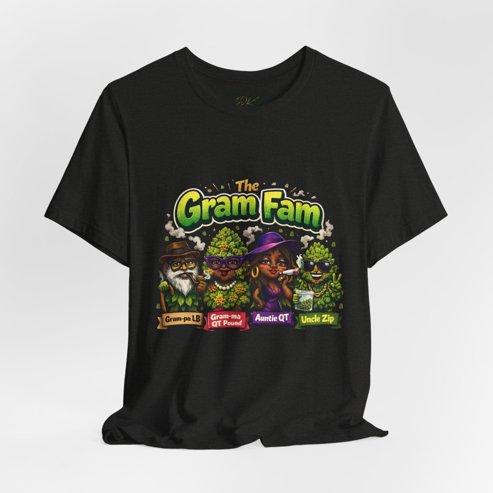 Gram Fam Graphic Tee — Retro Cartoon Family Cannabis Shirt