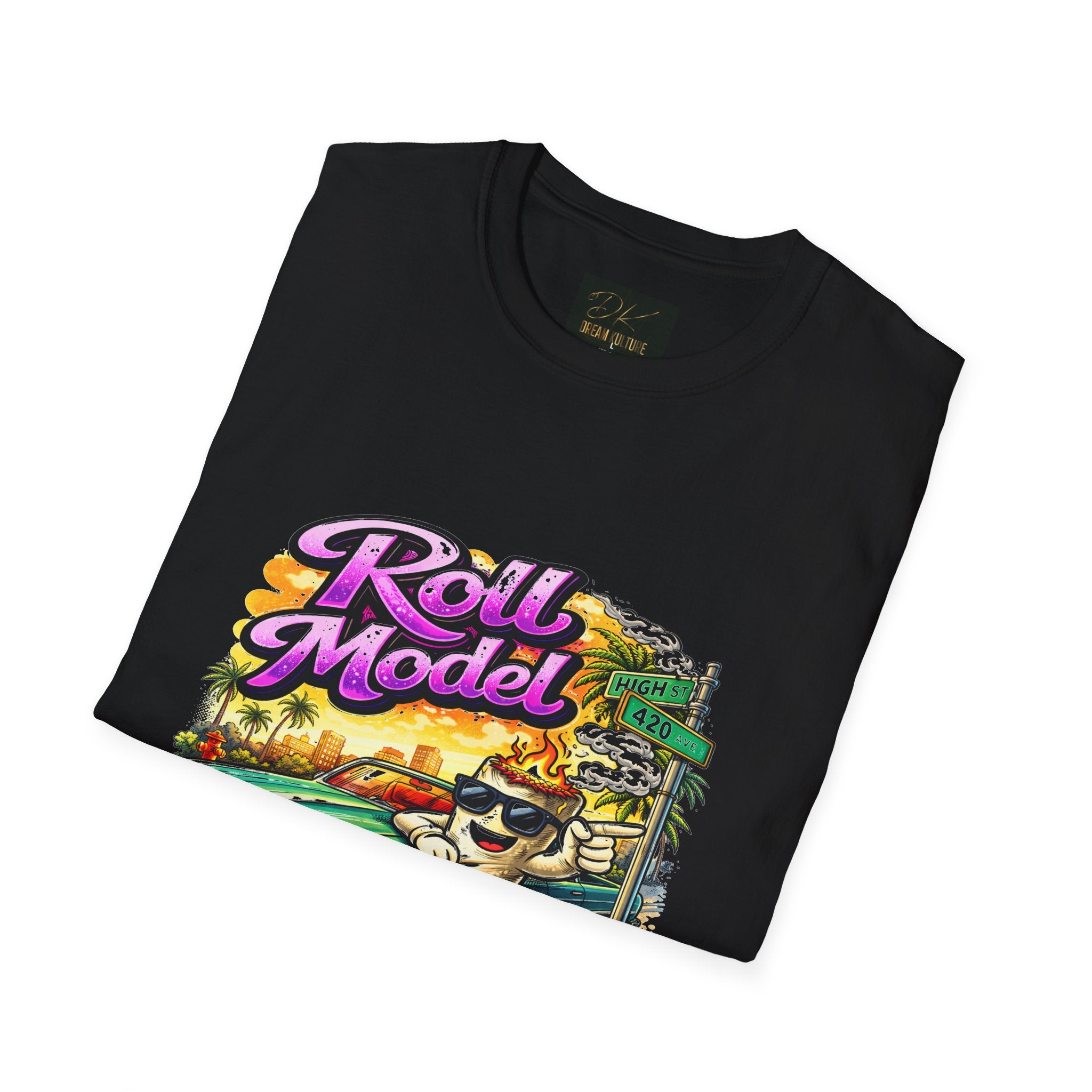 Roll Model Vintage Tee — 'Roll Model' Retro Car Desert Graphic T-Shirt