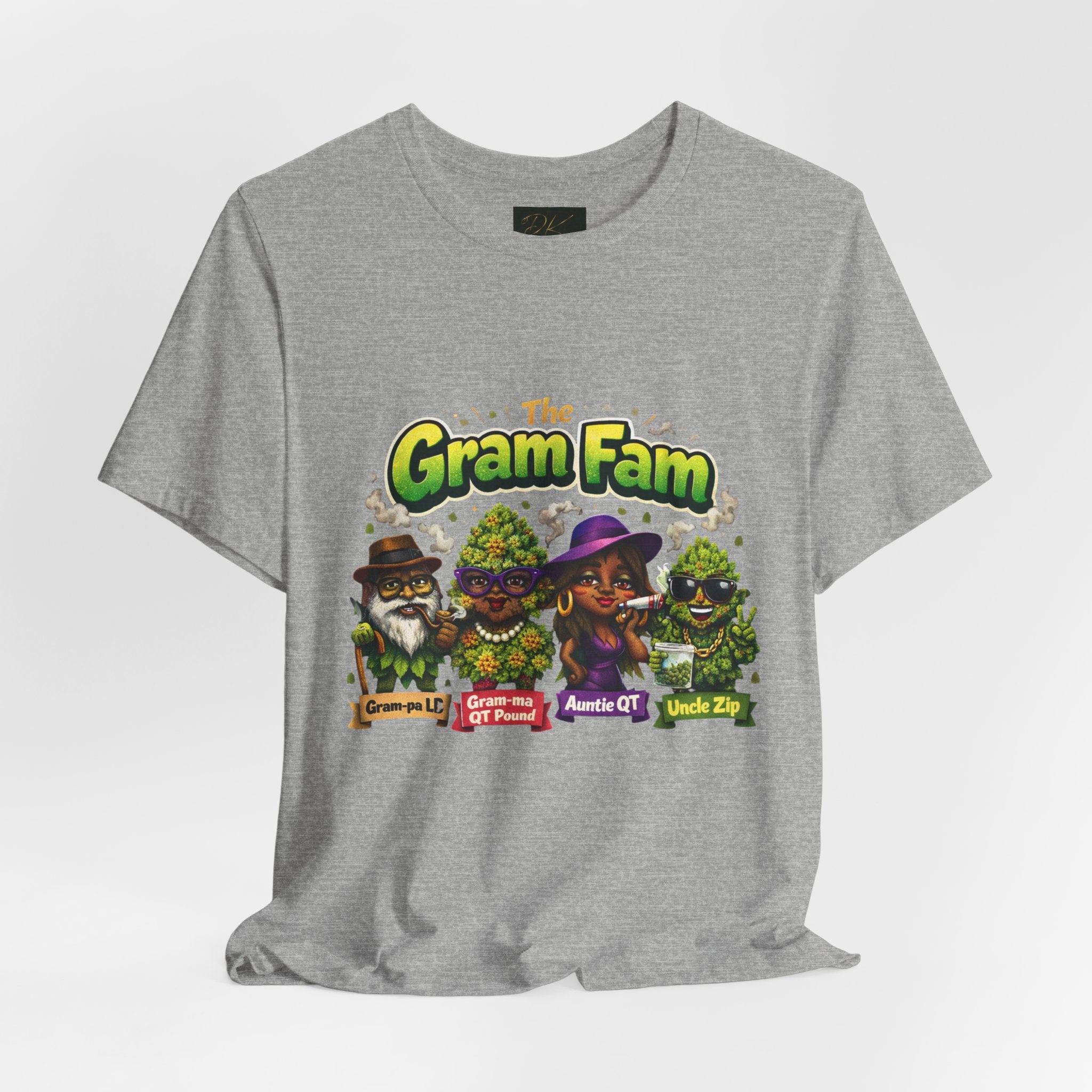 Gram Fam Graphic Tee — Retro Cartoon Family Cannabis Shirt