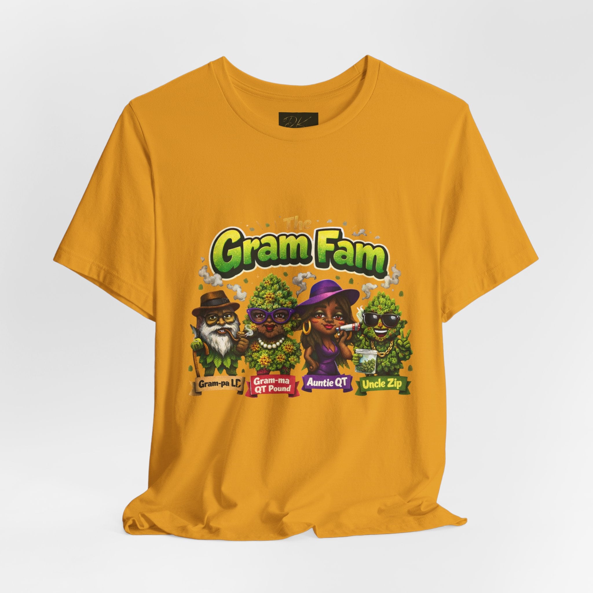 Gram Fam Graphic Tee — Retro Cartoon Family Cannabis Shirt