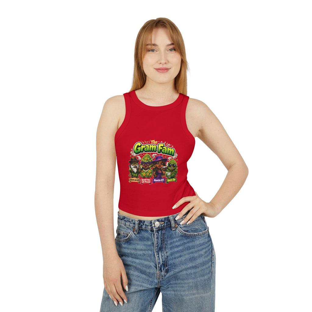 Gram Fam Characters Women's Racer Tank Top – Cute Cartoon Family Graphic