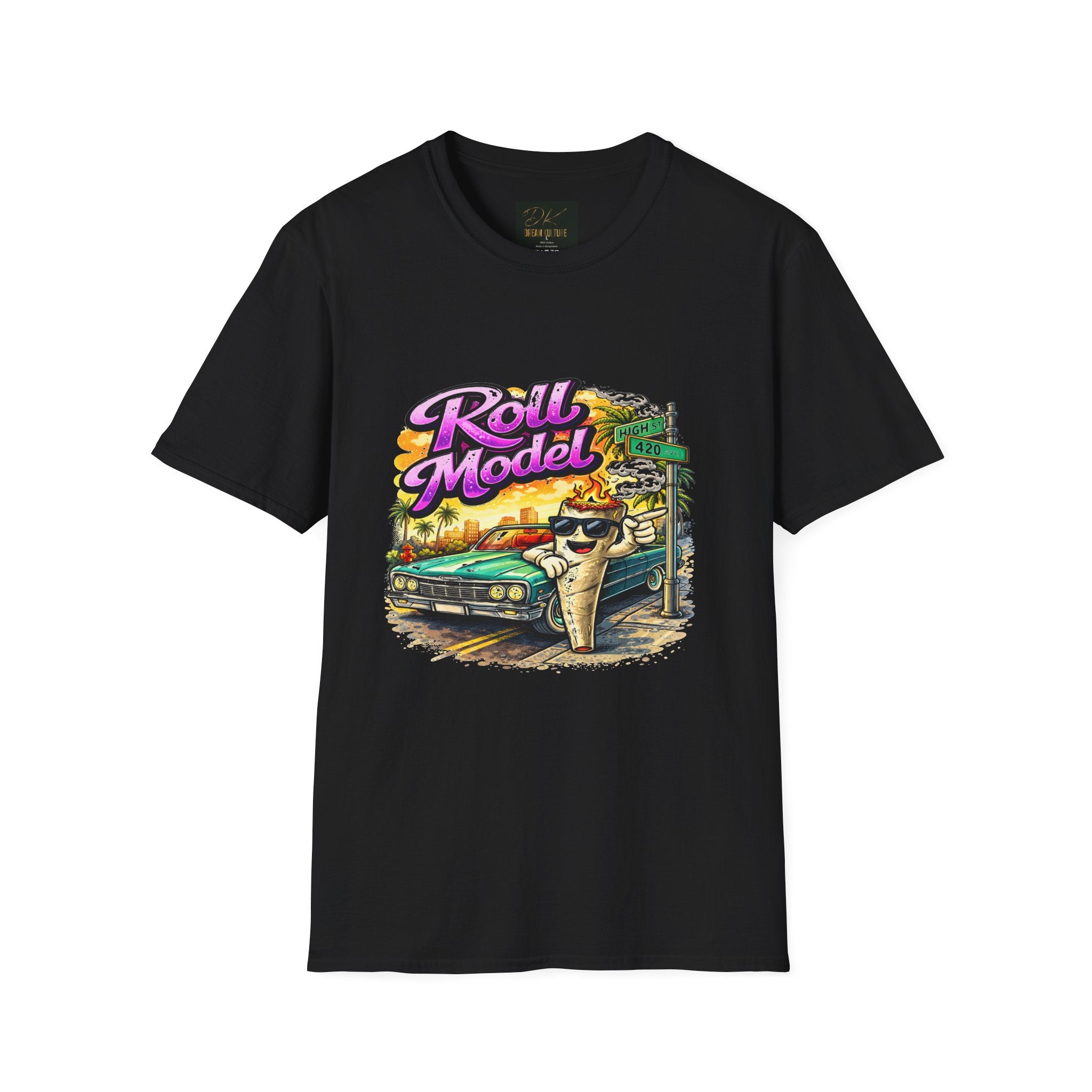 Roll Model Vintage Tee — 'Roll Model' Retro Car Desert Graphic T-Shirt