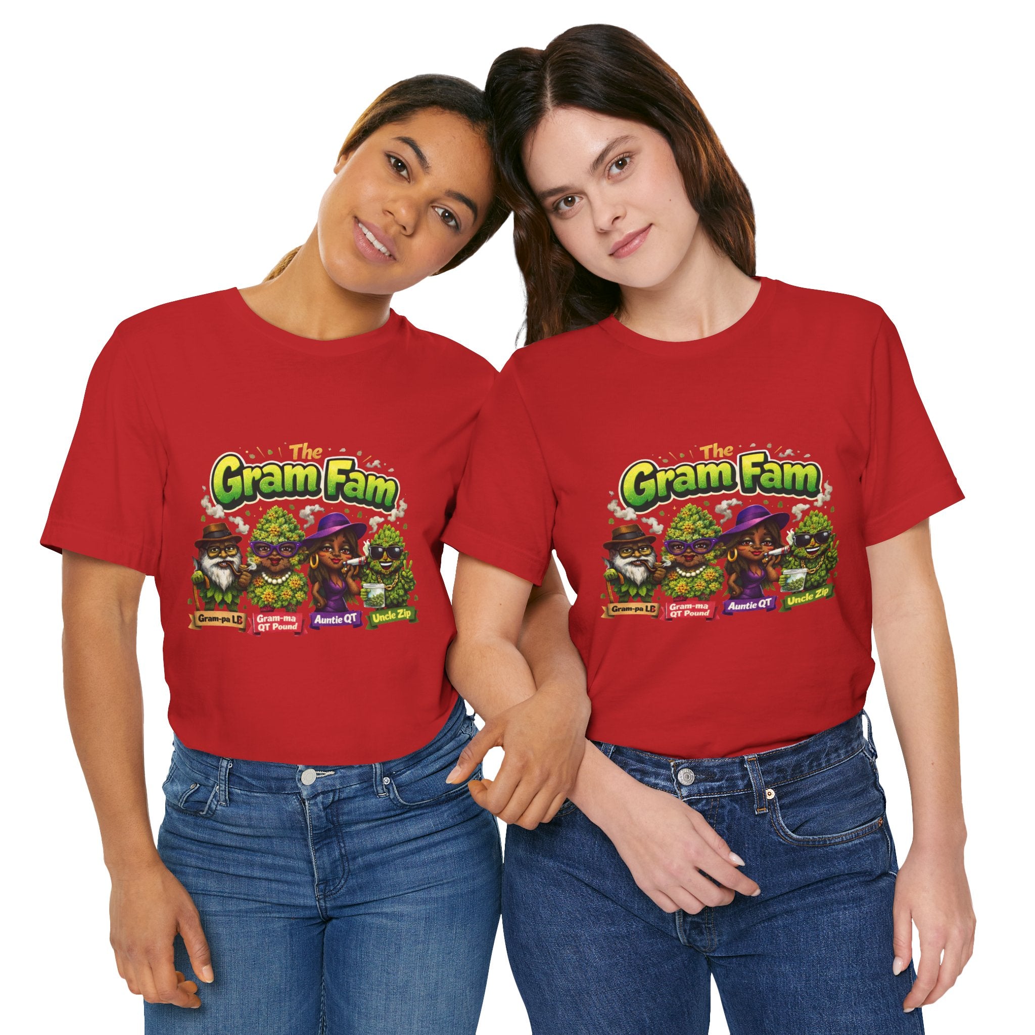Gram Fam Graphic Tee — Retro Cartoon Family Cannabis Shirt