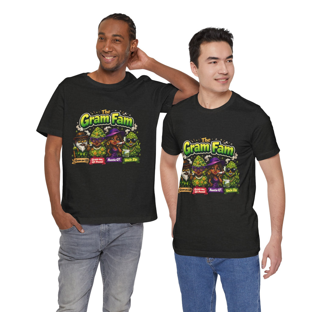Gram Fam Graphic Tee — Retro Cartoon Family Cannabis Shirt