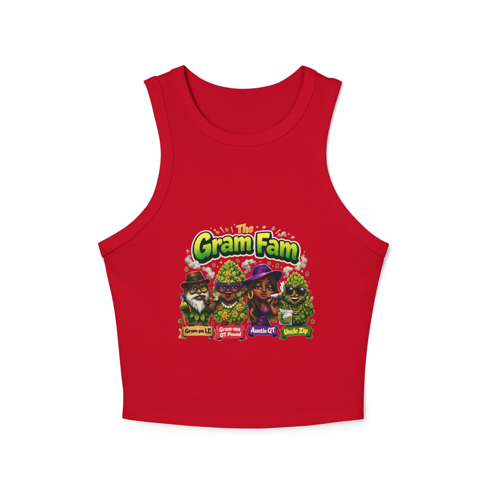 Gram Fam Characters Women's Racer Tank Top – Cute Cartoon Family Graphic