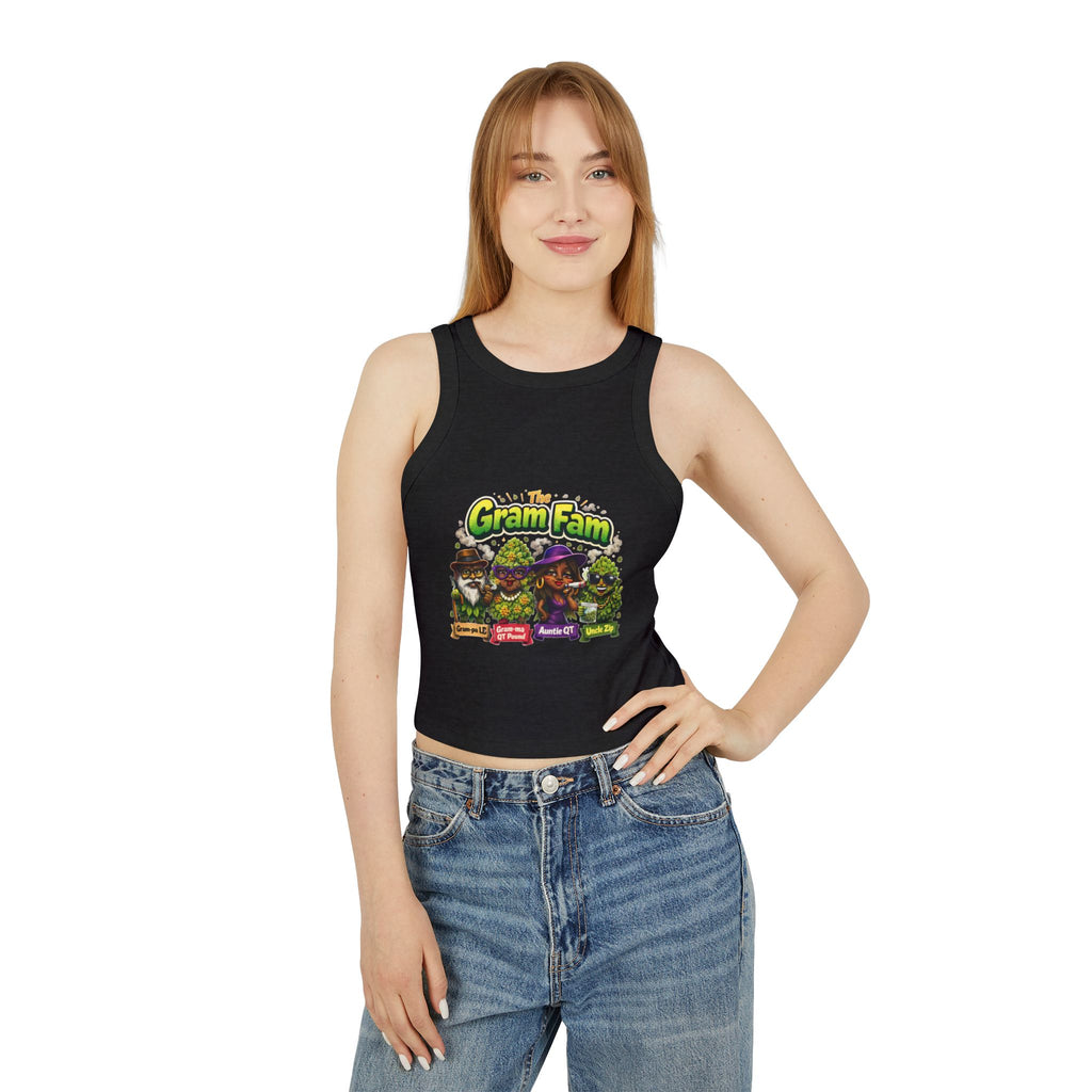 Gram Fam Characters Women's Racer Tank Top – Cute Cartoon Family Graphic