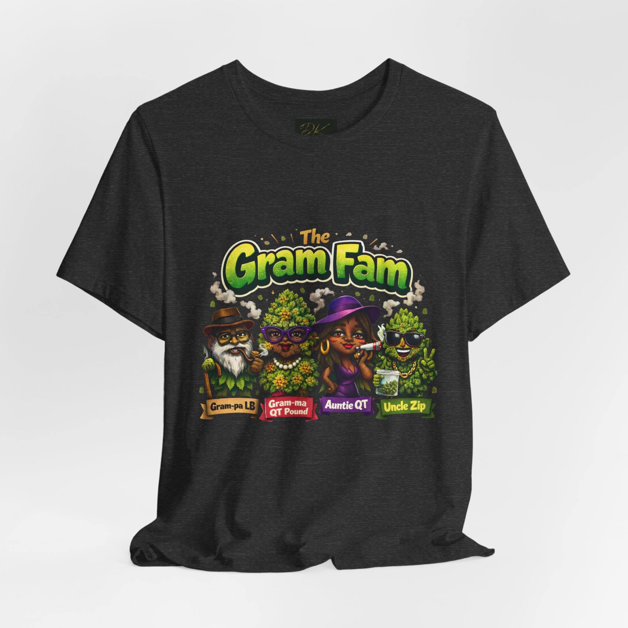 Gram Fam Graphic Tee — Retro Cartoon Family Cannabis Shirt