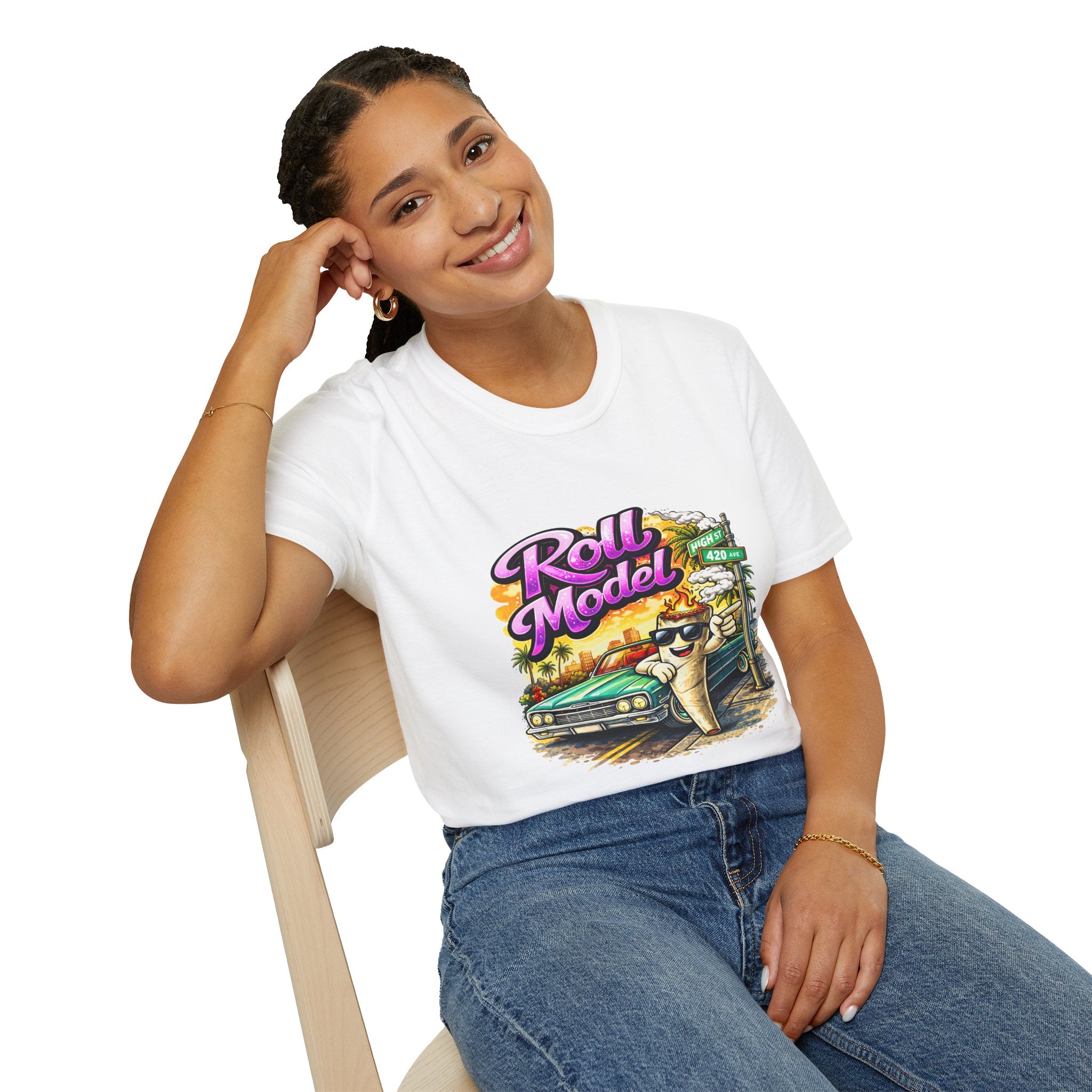 Roll Model Vintage Tee — 'Roll Model' Retro Car Desert Graphic T-Shirt