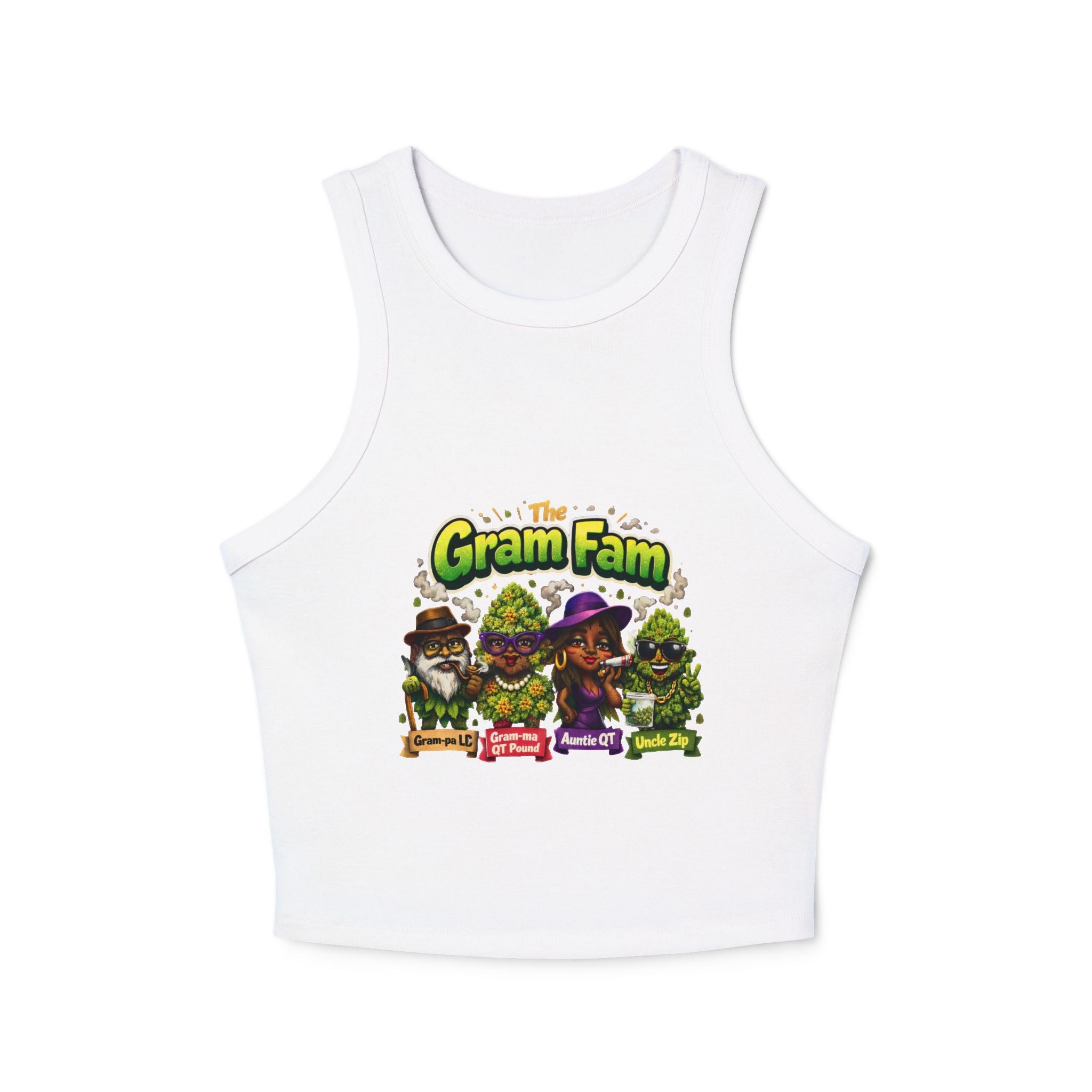 Gram Fam Characters Women's Racer Tank Top – Cute Cartoon Family Graphic
