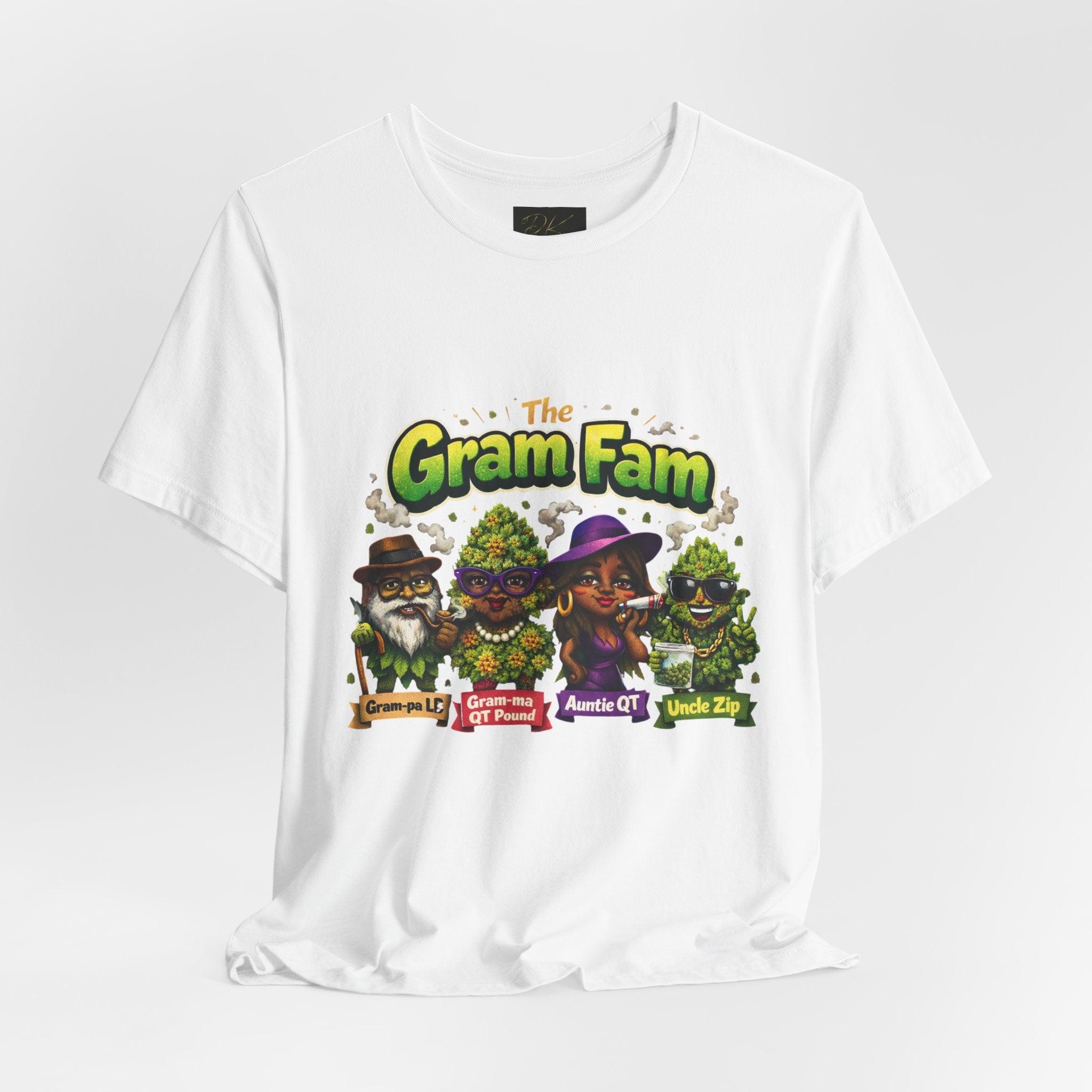 Gram Fam Graphic Tee — Retro Cartoon Family Cannabis Shirt