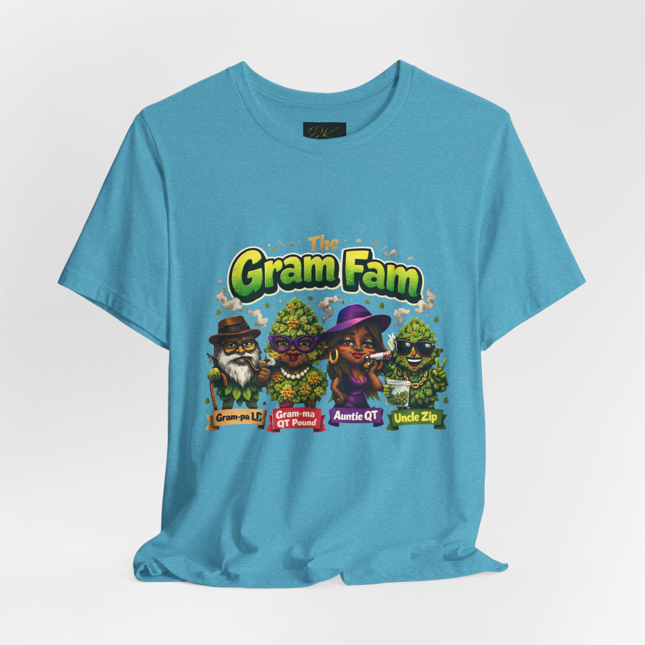 Gram Fam Graphic Tee — Retro Cartoon Family Cannabis Shirt