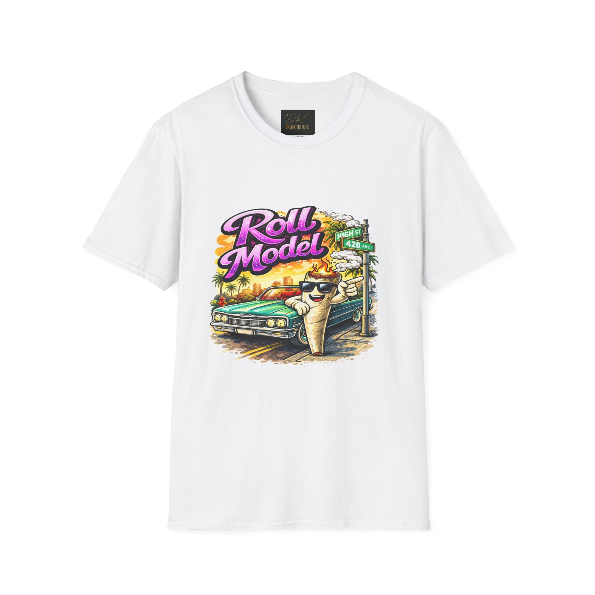 Roll Model Vintage Tee — 'Roll Model' Retro Car Desert Graphic T-Shirt