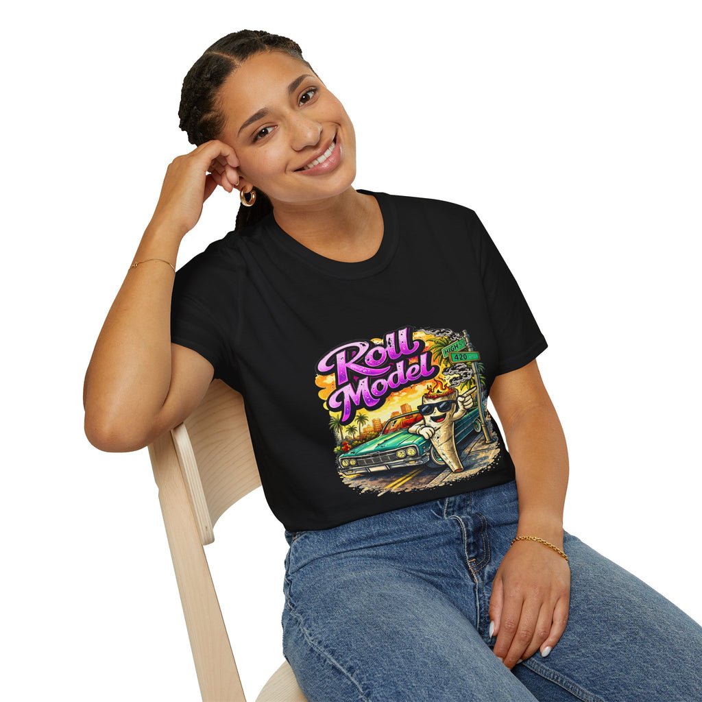 Roll Model Vintage Tee — 'Roll Model' Retro Car Desert Graphic T-Shirt