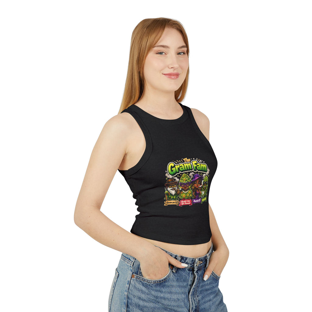 Gram Fam Characters Women's Racer Tank Top – Cute Cartoon Family Graphic