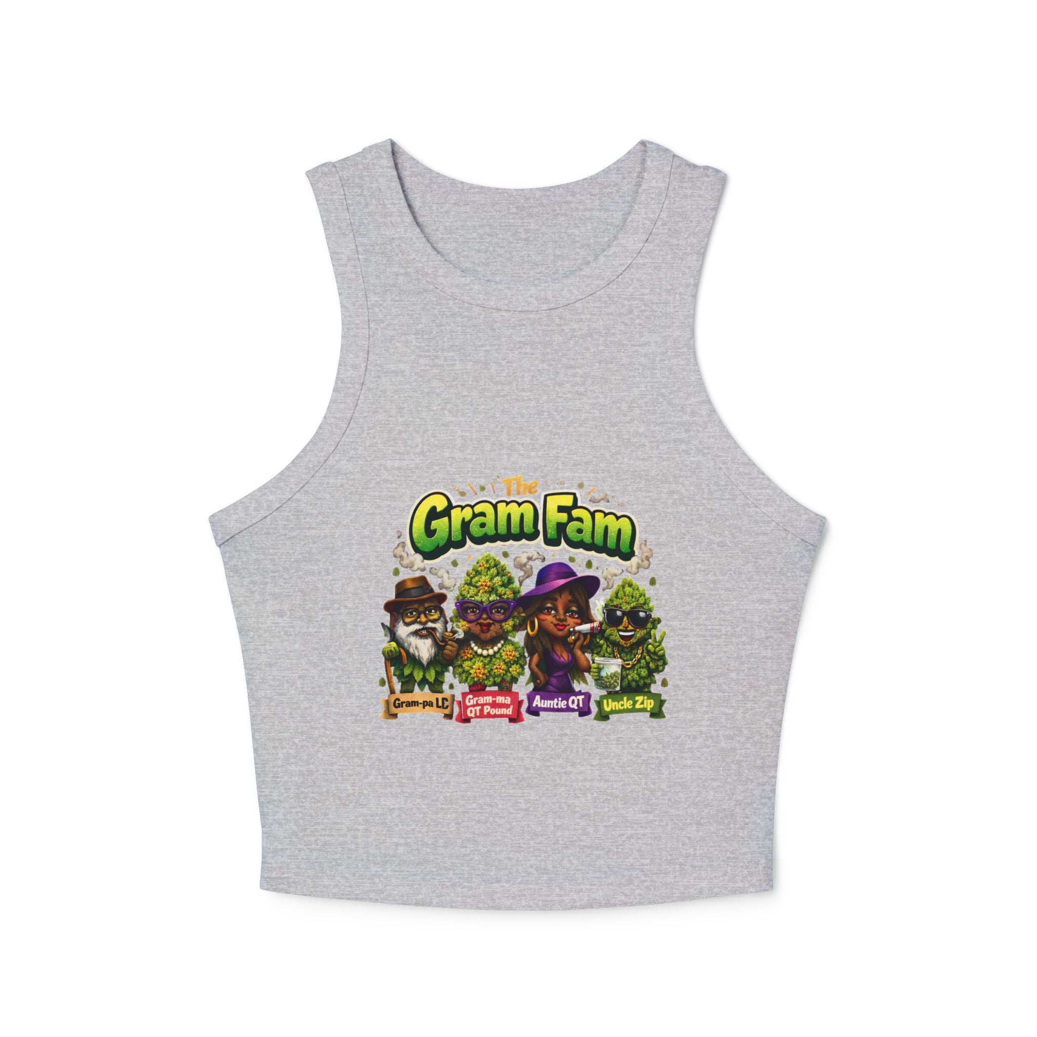 Gram Fam Characters Women's Racer Tank Top – Cute Cartoon Family Graphic
